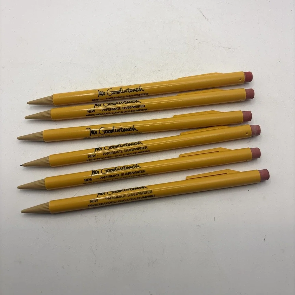 6 Vtg Mechanical Pencils Mr. Goodwrench Paper Mate Sharpwriter Promo Retro